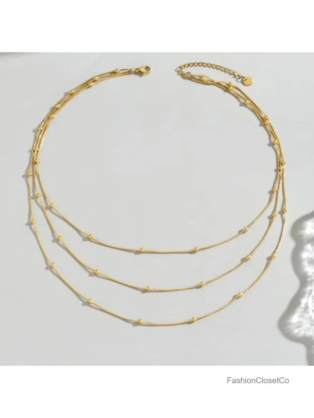 18K Gold Plated Layered Herringbone Necklace Set for Women, Dainty Non Tarnish